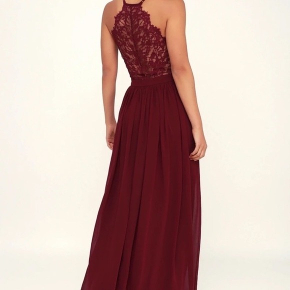 Lulus love spell lace‎ back maxi dress size XL maroon party wedding bridesmaids - Picture 3 of 17